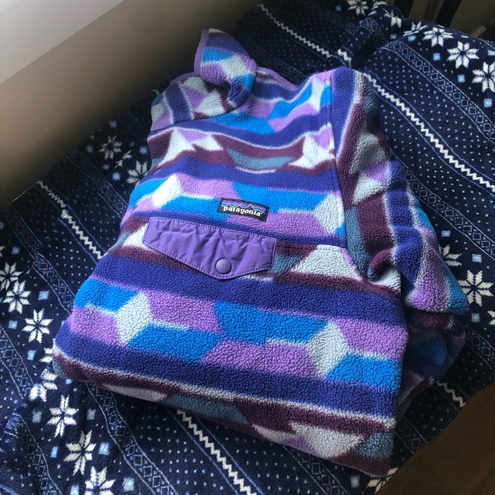 Patagonia Synchilla 1/4 Zip Pullover Blue and Purple Geometric XL